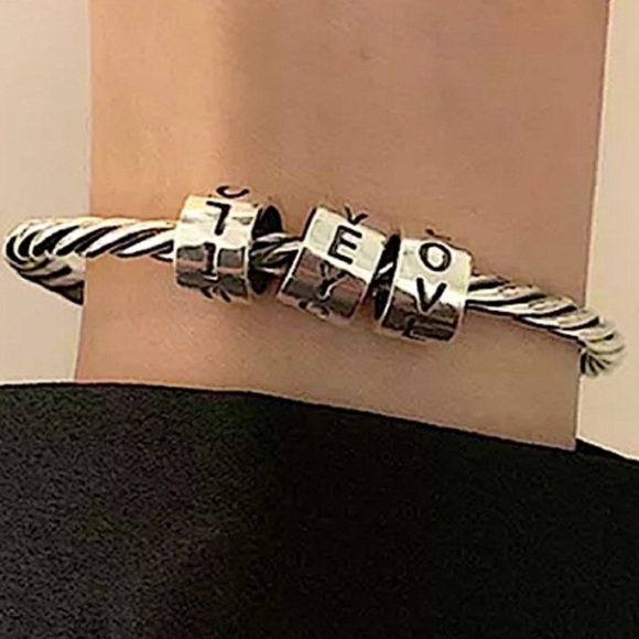 Sterling Silver I Love You Anxiety Bangle Bracelet - Picture 5 of 9